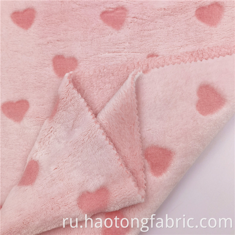 Elegant Pink Cut Flower Polyester Knitted Flannel Fabric